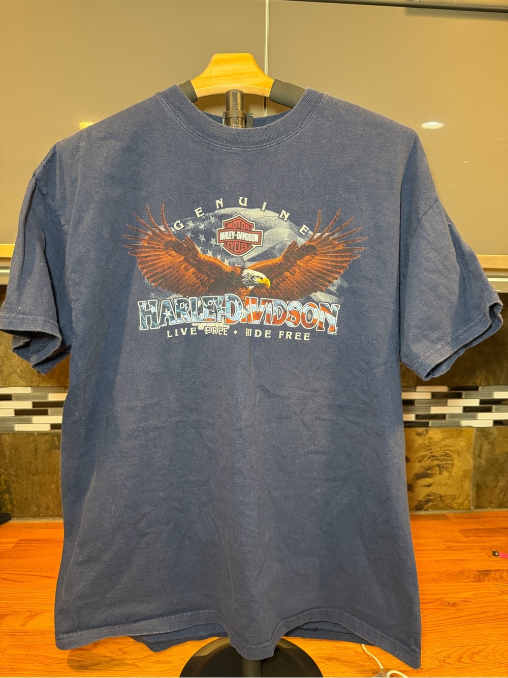 Harley-Davidson Men's Navy Graphic Eagle T-Shirt 2009, Marion, Illinois (041)